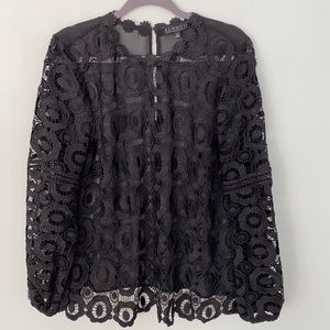 Eloquii Lace Cutout Blouse with Sheer Back